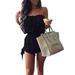 Women Summer Boat Neck Casual Short Beach Playsuit Jumpsuit Romper Plus Size