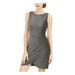 B DARLIN Womens Silver Glitter Sleeveless Jewel Neck Mini Sheath Cocktail Dress Size 1\2