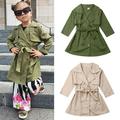 Pudcoco New Girls Long Trench Coat Double Breasted Quilted Button Up Kids Autumn Jackets