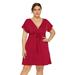 UKAP Women Plus Size Deep V Neck Dress Loose Flowy Swing Dress Solid Color Sexy Wedding Dress Summer Swing Beach Sundress