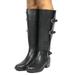 TOETOS Women's Knee High Boots Faux Leather Combat Casual Pull On Riding Boots MIRRAN-W BLACK Size 12