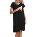 Women's Maternity Pregnant Short Sleeve Nursing Breastfeeding Loose Mini Dress