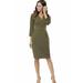 Women's V Neck Bodycon Pencil Dress Midi Dress for Office Work Business Party