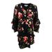 Robbie Bee Women's Petite Floral Printed Tiered Dress (8P, Black/Red)