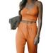 New Women's Summer Set Solid Color Short Suspenders Crop Top Trousers Sports Casual Two-piece Suit Short Sling With Pants Set Spaghetti Strap Two Piece Set Sleeveless Relaxed Tracksuits Home Clothes