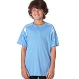 Youth Pro Placket Two-Button Jersey - COLUMB BLUE/ WHT - XS