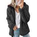 Women Coat, Autumn Winter Warm Long Sleeve Zipper Hooded Jacket for Vacation Dating Party Travelling