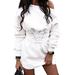 DYMADE Women's Sweatshirt Dress Off Shoulder Pullover Casual Long Sleeve Empire Waist Dress