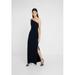 RALPH LAUREN Womens Navy Sleeveless Asymmetrical Neckline Maxi Sheath Evening Dress Size 10