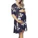 Avamo Women V Neck Maternity Wrap Dress Knee Length Mother Maternity Short Sleeve Floral Print Maternity Dress Casual Wear
