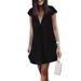 LA HIEBLA Women Summer Short Sleeve Casual Loose Sundress V-neck Elegant Dress