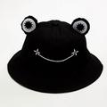 Cute Frog Bucket Hat, Summer Bucket Sun Hat, Fisherman Cotton Hat, Wide Brim Beach Cap for Adults Kids Women Men Girls (Black)