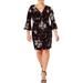 RALPH LAUREN Womens Burgundy Floral Print Bell Sleeve V Neck Mini Sheath Party Dress Petites Size: 6P