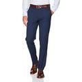 Haggar Men's J.M. Stretch Superflex Waist Slim Fit Flat Front Dress Pant, Blue, 38Wx30L