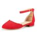 DREAM PAIRS Womens Fashion Ankle Strap Buckle Flats Low Stacked Heel Flat Shoes SOLE_VOGUE RED Size 5.5