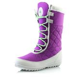 DailyShoes Women's Winter Boots with Fur on top Women's Comfort Round Toe Snow Boot Winter Warm Ankle Short Quilt Lace Up Boots High Eskimo Fur Purple,Nylon,10, Shoelace Style Lime White