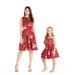 Matching Hawaiian Luau Mother Daughter Vintage Fit and Flare Dresses in Christmas Santa in Hawaii