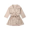 New Girls Long Trench Coat Double Breasted Quilted Button Up Kids Autumn Jackets