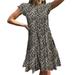 Tuscom Women?s Summer Mini Dress Sleeveless Ruffle Sleeve Round Neck Solid Color Loose Fit Short Flowy Pleated Dress