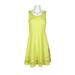 Spense Scoop Neck Sleeveless Zipper Side Solid Scuba Dress-YELLOW