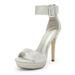 DREAM PAIRS Women's Open Toe Ankle Strap Stilettos Heel Sandals Party Wedding Pumps High Shoes ONEDA-3 SILVER/GLITTER Size 10