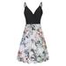 Egmy Women'S V-Neck Floral Print Strap Summer Casual Swing Dress with Ruffle Dress