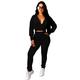 Women 2 Piece Outfits Tracksuit Velvet Zip Up Hooded Jacket Crop Tops Pants Set