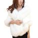 Women Faux Fur Collar Scarves Winter Artificial Fur Cape Poncho Elegant Fluffly Warm Scarfs Fur Neck Warmer Pashmina