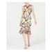 CALVIN KLEIN Womens Beige Floral Sleeveless Illusion Neckline Midi Shift Evening Dress Size 8