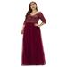 Ever-Pretty Women's V-Neck A-line Sequin Plus Size Bridesmaid Dresses 08782 Burgundy US16