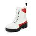 DREAM PAIRS Women's Chunky Heel Ankle Boots Lace Up Outdoor Platform Combat Boots STRONG-1 WHITE/RED Size 7.5