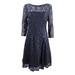 SL Fashions Women's Sequined Lace Fit & Flare Dress