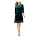 JESSICA HOWARD Womens Green Zippered 3/4 Sleeve Jewel Neck Knee Length Fit + Flare Party Dress Size 6P