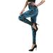 Lumento Women High Waist Jeans Denim Printed Leggings Skinny Seamless Stretchy Skinny Pencil Pants Light Blue L