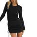 BIG SAVE!Sexy Dress Long Sleeve Elegant Spring Autumn Winter Women Dresses Casual O Neck Bodycon Pencil Dresses,Black