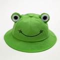 Cute Frog Bucket Hat, Summer Bucket Sun Hat, Fisherman Cotton Hat, Wide Brim Beach Cap for Adults Kids Women Men Girls (Green)