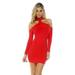 Forplay Upscale Long Sleeve Mock Cold Shoulder Mini Dress ~ Black, Red or White