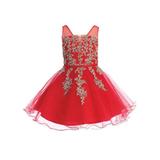 Red Illusion Neck Lace Wired Tulle Junior Bridesmaid Easter Dress Big Girls