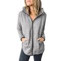 Lumento Womens Long Sleeve Zipper Jacket Lightweight Coats Hooded Trench Coats with Pockets