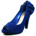 Qupid Nadine-16 Royal Blue High Heel Peep Toe Pump Shoes, Blue, 5.5 B(M) US