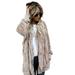 Zonghan Women Hooded Long Coat Loose Jacket Lady Autumn Cardigan Hoodies Outwear Autumn And Winter Long Two-sided Wearing Faux Fur Coat Hooded Cardigan Jacket Coat Jacket With Pocket Khaki M