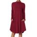 TheMogan Women's PLUS Long Sleeve Mock Neck Draped Jersey Pocket Fit & Flare Dress