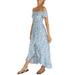 LilyLLL Womens Off Shoulder Floral Sundress Summer Beach Split Long Dress