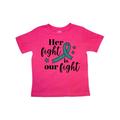 Inktastic Ovarian Cancer Her Fight is our Fight with Teal Ribbon Toddler Short Sleeve T-Shirt Unisex Hot Pink 5/6T