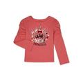 365 Kids from Garanimals Girls Ruched Long Sleeve Graphic T-shirt, Sizes 4-10