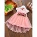 Baby Girls Tutu Dresses Kids Clothes Ruffled Floral Girls Tulle Dress for Wedding Party Photography Special Occasion Summer