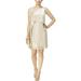 SLNY NEW Gold Womens Size 6 Pop-Over Cut-Out Back Shimmer Sheath Dress