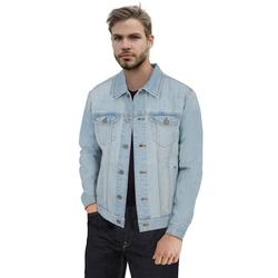 X RAY Mens Denim Jacket Washed Casual Trucker Jean Jacket for Men, Bleach Wash, Large