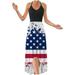 Womens Summer Dress Sleeveless Halter Neck Long Maxi Dress Slim Summer Party Back Cross 4th of July Independence Day Sundress Racerback