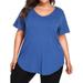 Avamo Summer Short Sleeve Tops for Women Plus Size T-Shirt Blouse Solid Color with Pockets Summer Essential